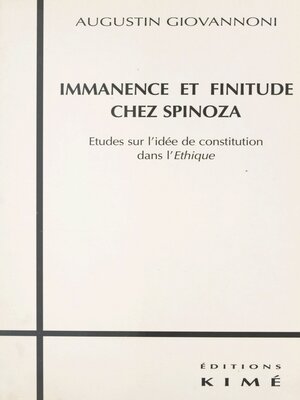 cover image of Immanence et finitude chez Spinoza